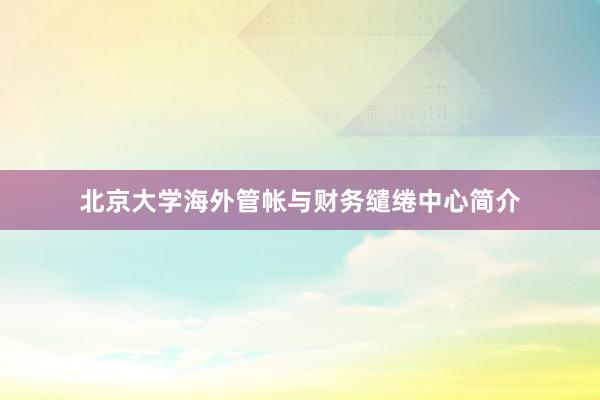 北京大学海外管帐与财务缱绻中心简介